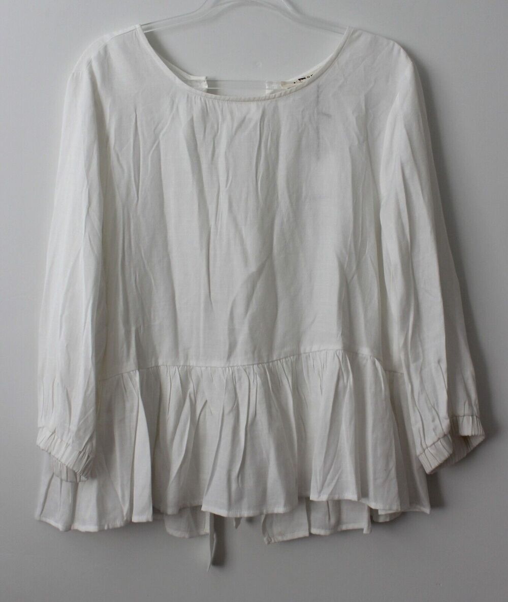 Ellison Women's White Top Long Sleeve Open Back Size L NWT